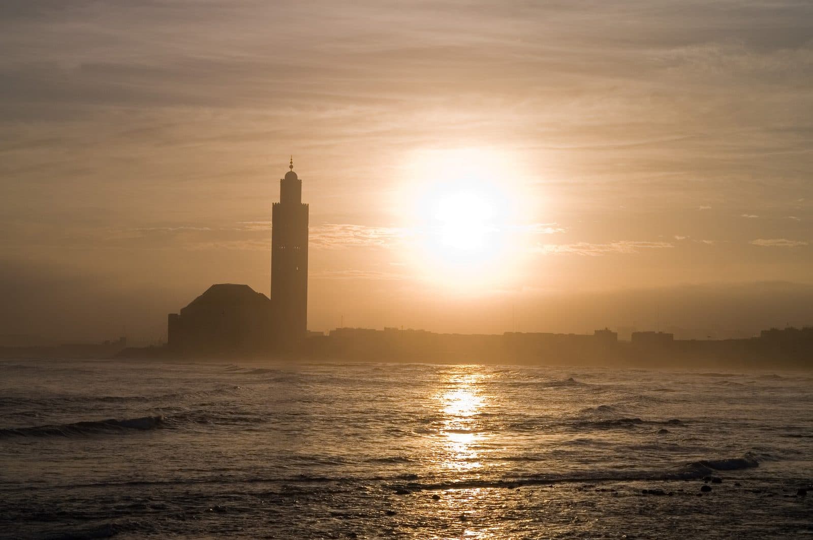 Sunrise over Hassan II Mosque in Casablanca