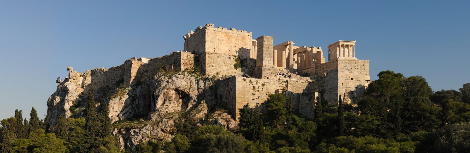 The Acropolis of Athens seen from Areopagus hill, with the Propylaea and the Temple of Athena Nike